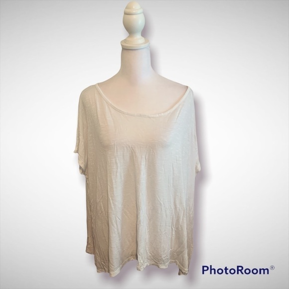 Lane Bryant White Crochet Back Tunic Top Plus Size 18/20 Rayon Slub Knit - Picture 2 of 6